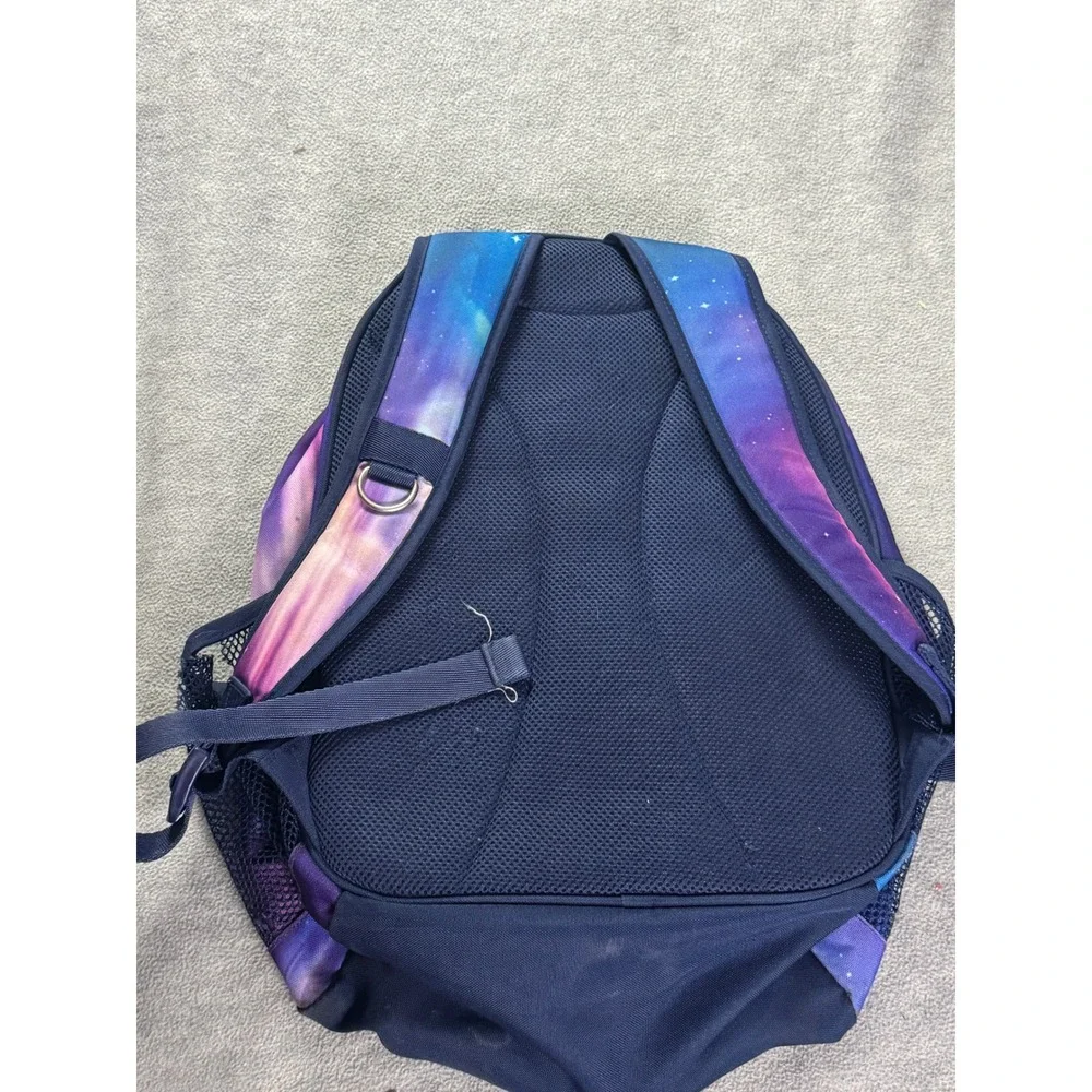 Galaxy Aurora Borealis Print Backpack Purple Blue Starry Night School Bag